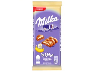 Шоколад Милка Bubbles мол. пористый банан 92г