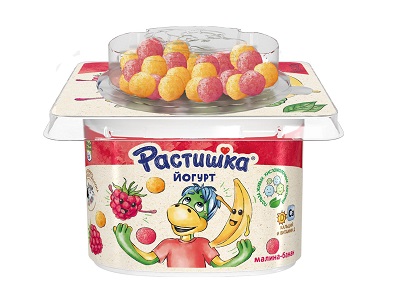 Йогурт Растишка с рисовыми шар. 3% 114г малина/банан БЗМЖ