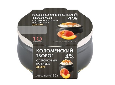 Творог Коломенский  с вар. из персиков 4% 180г керамика