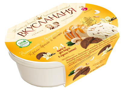 Мороженое Вкусландия крем-брюле/кешью 450г ванна