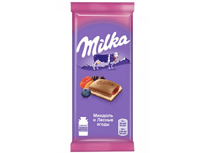 Шоколад Милка мол. миндаль и лесные ягоды 85г
