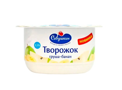 Паста тв. Савушкин фрукт. 3,5% 120г груша/банан БЗМЖ