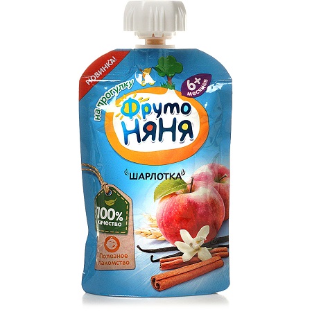 Пюре Фр.Няня яблоко/печенье шарлотка 90г дой-пак