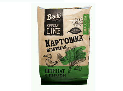 Чипсы BRUTO КРАФТ Картошка жар. шпинат/лимон 130г