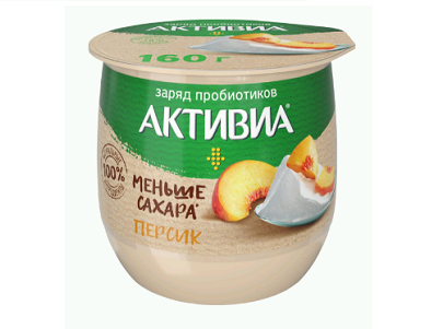 Биойогурт Активиа термостат. 1,7% 160г персик БЗМЖ