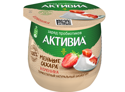 Биойогурт Активиа термостат. 1,7% 160г клубника БЗМЖ