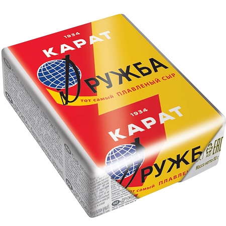 Сыр пл. Дружба 45% 90г  КАРАТ