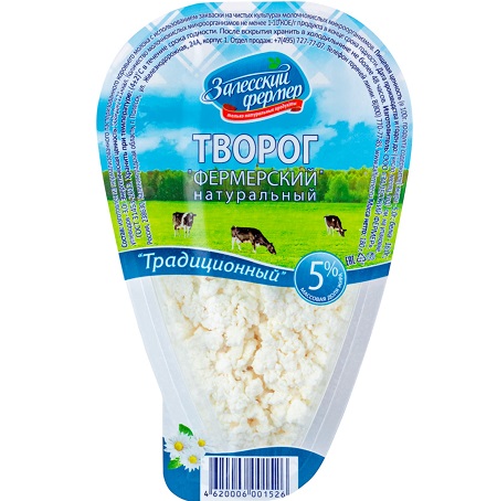 Творог Залесский Фермер 5% 180г БЗМЖ