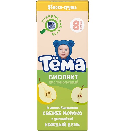Биолакт Тёма Детский ябл/груша 3,0% 206г БЗМЖ