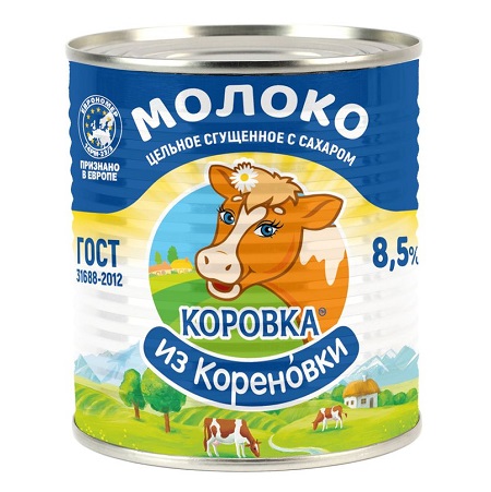 Молоко сг/сах Коровка из Кореновки 8,5% 380г ж/б ключ