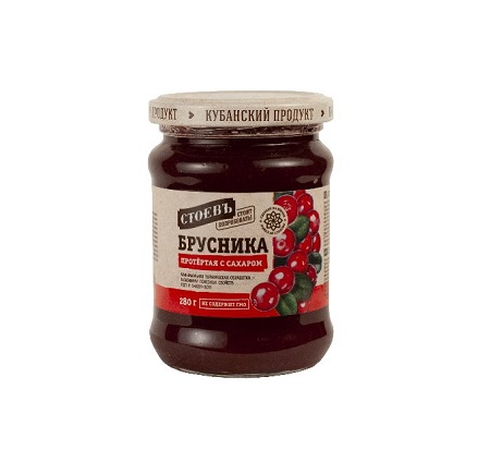 Брусника Стоевъ протёртая с сахаром 280г