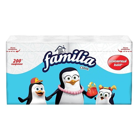 Салфетки Familia белые 1сл 200шт