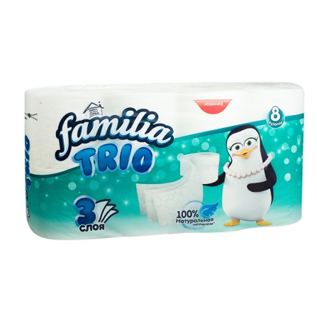 Бумага/т Familia TRIO 3-сл 8шт  белая