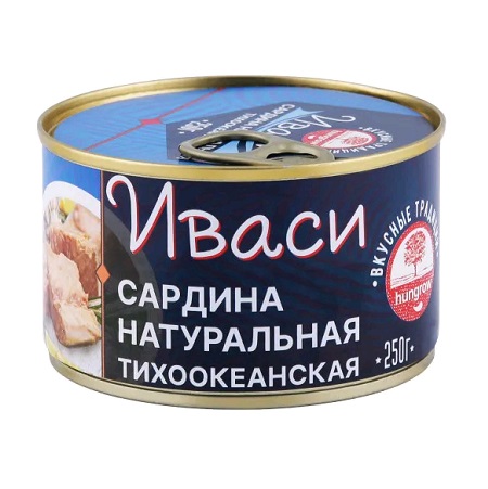 Иваси HUNGROW сардина натур. 250г ключ