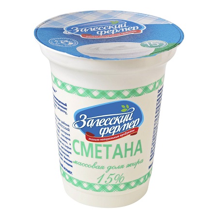 Сметана Залесский Фермер 15% 300г БЗМЖ