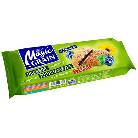Печенье Magic Grain Овсяное черника/топинамбур/стевия 180г