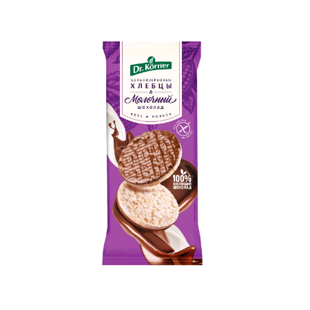 Хлебцы Dr.Korner рисовые с молочным шок. 67г