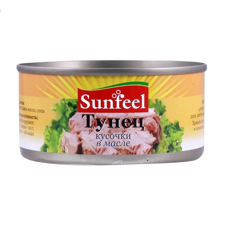 Тунец SUNFEEL кусочки в масле 170г ж/б