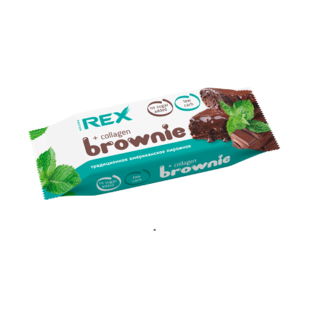 Пирожное Rex  протеиновое Брауни мята/коллаген 50г