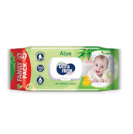 Салфетки/вл Ultra Fresh Baby алоэ с клапаном 150шт