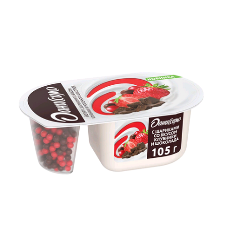 Йогурт Даниссимо Фантазия 6,9% 105г хр.шар/клубника/мол.шок. БЗМЖ
