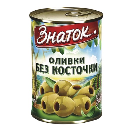 Оливки Знаток зеленые без косточки 280г