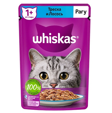 Корм Вискас рагу треска/лосось 75г