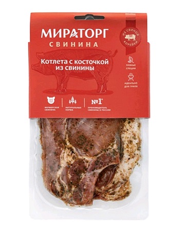 Стейк Котлета с косточкой свин. охл. 400г Мираторг