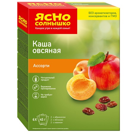 Каша Ясно Солнышко №3 овсяная ассорти 6*45г