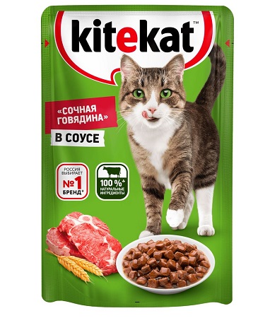 Корм Китекет пакетик говядина в соусе 85г