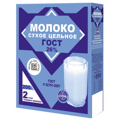Молоко сухое ГОСТ 26% 200г карт.кор.