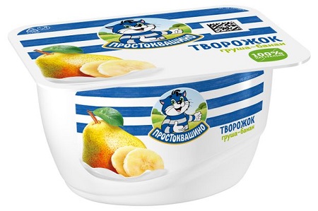Творожок Простоквашино 3,6% 130г груша/банан БЗМЖ