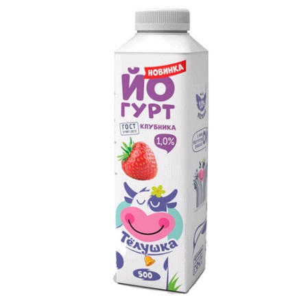 Йогурт Тёлушка 1% 500г клубника