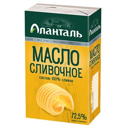 Масло слив. Аланталь Крестьянское 72,5% 150г фольга БЗМЖ