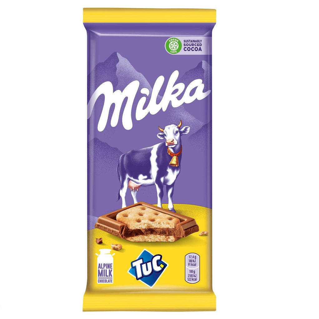 Шокалад молочный Milka с солёными крекером tuc 87г штрихкод