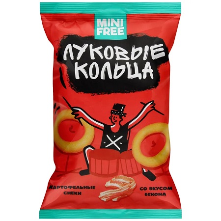 Чипсы MiniFree лук.кольца бекон 45г