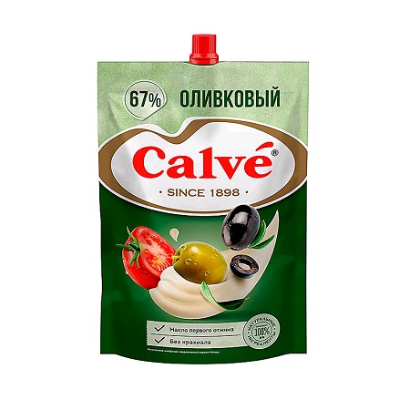 Майонез Кальве 67% оливковый 400г с доз.
