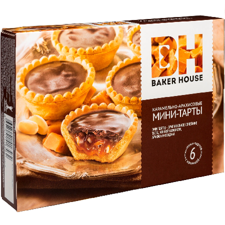 Мини-тарты Бейкер Хаус карамель-арахис 240г