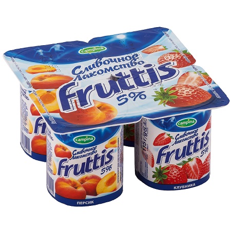 Йог.продукт Фруттис сливочный 5% 115г клубн/персик