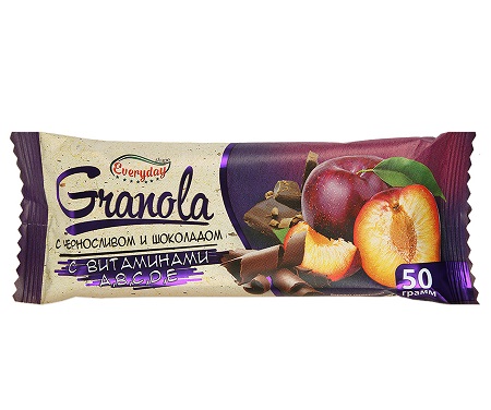 Батончик-мюсли EVERYDAY Granola чернослив/шок 50г