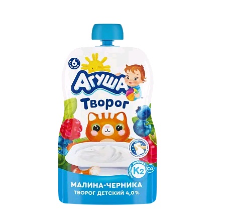 Творог Агуша 4% 80г малина/черника БЗМЖ