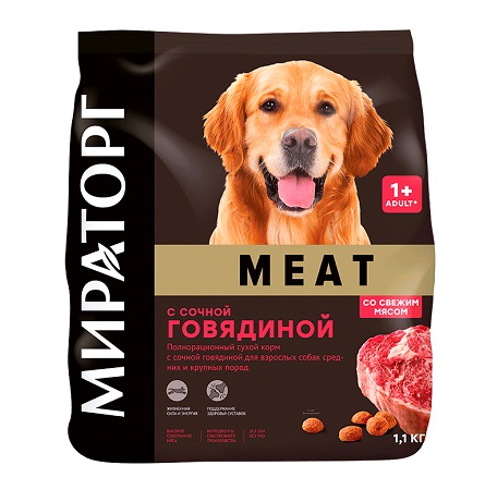 Корм Виннер д/взрослых собак ср/круп.пород говядина 1,1кг