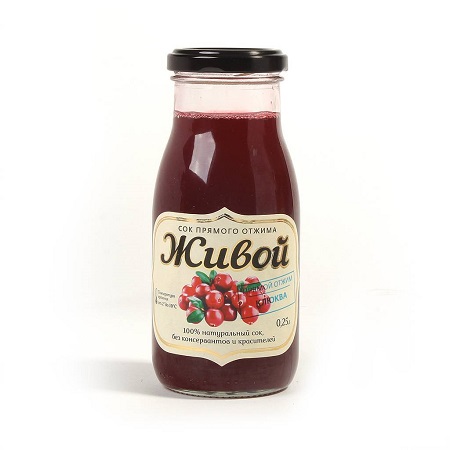 Сок Живой Клюквенный 0,25л ст/б