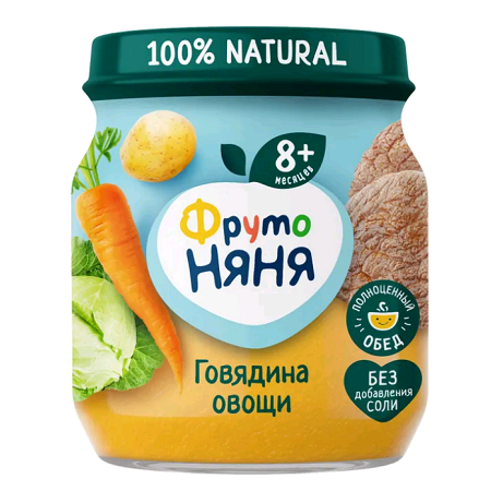 Пюре ФрутоНяня говядина/овощи 100г ст/б