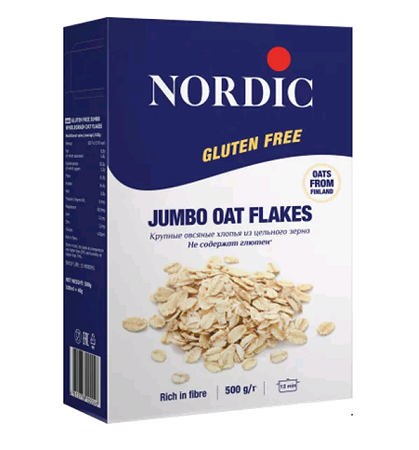 Хлопья Нордик овсяные без глютена 1мин 500г