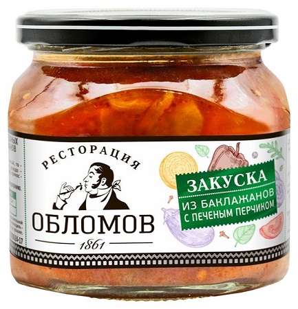 Закуска из баклажанов Ресторация обломов с печеным перчиком 420 г