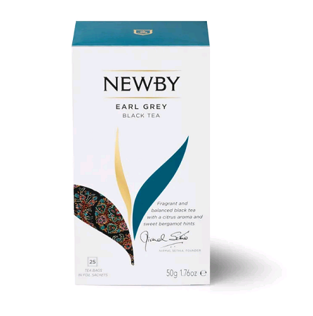 Чай черный Newby Earl grey в пакетиках, 25 пак.