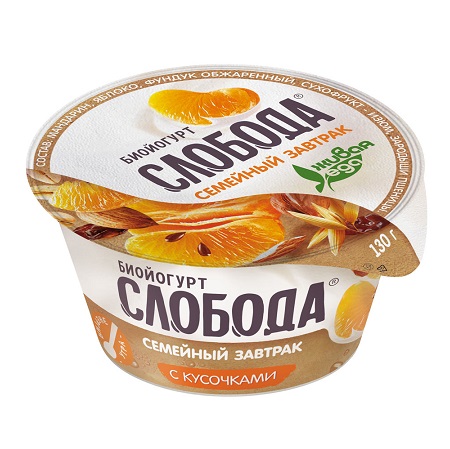 Биойогурт Слобода 5% 130г манд/мюсли/ябл/орехи БЗМЖ