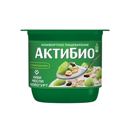 Биойогурт АктиБио 3% 130г киви/мюсли БЗМЖ