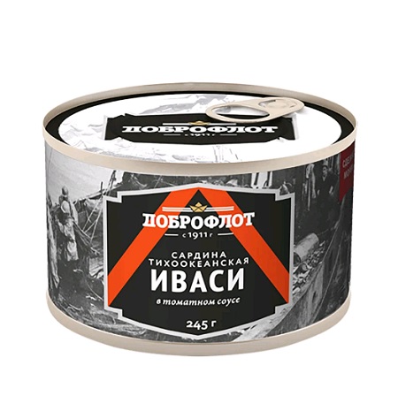 Сардина Иваси Доброфлот тихоокеанская в томатном соусе 245г
